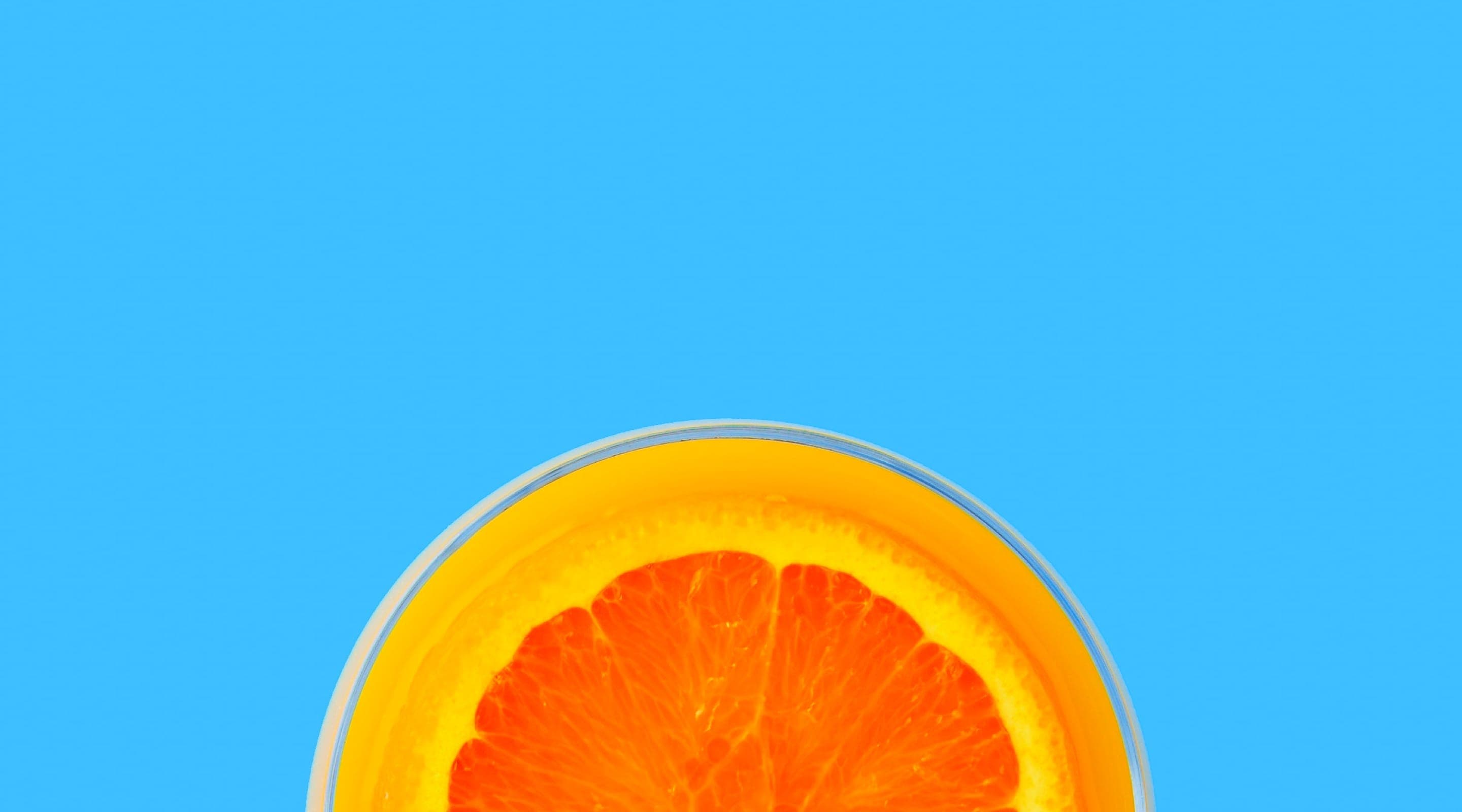 Orange on blue background